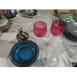 A quantity of glass including bubble glass ashtray,