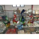 Five glass duck ornaments