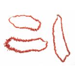 Three rough coral necklaces