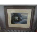 PAULINE MILLER: An oil on board depicting lakeside dwellings, signed and dated '88 lower-right,