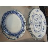 A quantity of Victorian and later meat platters (8)