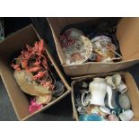 Three boxes of miscellaneous including flamingo lights