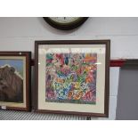 JO DIXON (XX/XXI) a framed and glazed mixed media still life of jugs and flowers, signed,