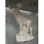 A Russian Imperial Lomonosov porcelain sculpture figure of a moose,