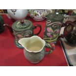 An Art Nouveau Royal Delft teapot and hot water jug, floral design,