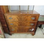 A Georgian flamed mahogany split chest of three drawers 99w x 47d x 95h cm