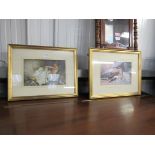 A pair of Russell Flint gilt framed and glazed picture of naked ladies