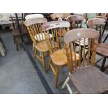 Four Victorian elm seated kitchen chairs