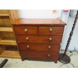 A Victorian two over three chest of drawers,