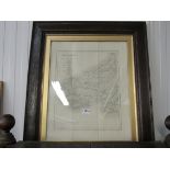 An early 19th Century engraved map of South Wales by J & C Walker, in oak frame,