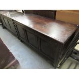 A George III oak three panel coffer 115cm w