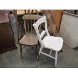 Two 19th Century kitchen chairs,