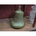 A George VI brass bell with clapper, Royal cypher to top, 26cm tall,