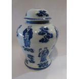 A blue and white ginger jar form lamp base