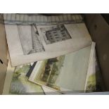 A selection of mostly unframed Edwardian watercolours etc