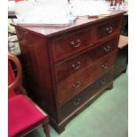 A "Lebus" Edwardian crossbanded mahogany chest of two short over three graduating long drawers on