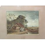 A 19th Century watercolour of stable and horses, gilt framed and glazed,