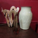 A Denby vase and two glass vases