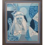 SPATE HUNTERMANN (ROBERT HUNT 1934-2014) A framed acrylic on board relief titled "Face In Abstract".