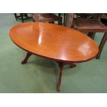 A mahogany and inlaid oval top occasional table,