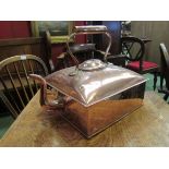 A Victorian country house copper square form kettle