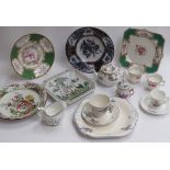 Mixed ceramics including Royal Worcester teapot for one, Dresden chocolate cup and cover,