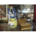 Oriental ceramics and two wooden trinket boxes (4)