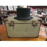 A Wegener green 7¼ top hat with associated case and contents
