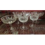 A set of four Hardridge crystal champagne saucers and two others