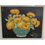 JOHN HALL THORPE (1874-1947) pencil signed coloured etching "Marigolds", copyright 1922,