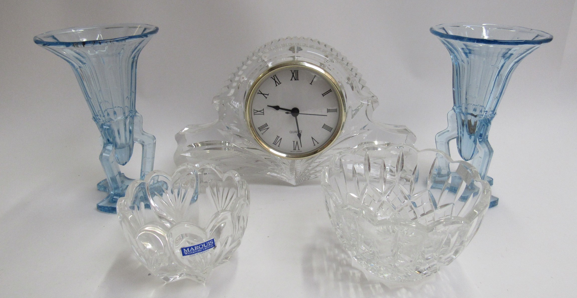 A Bohemia Czech Republic crystal glass mantel clock,