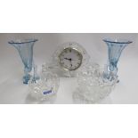 A Bohemia Czech Republic crystal glass mantel clock,