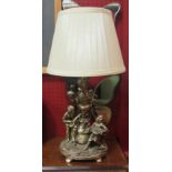 A figural table lamp with shade