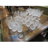 A partial suite of Capri crystal drinking glasses including wine, high ball, tumblers etc,