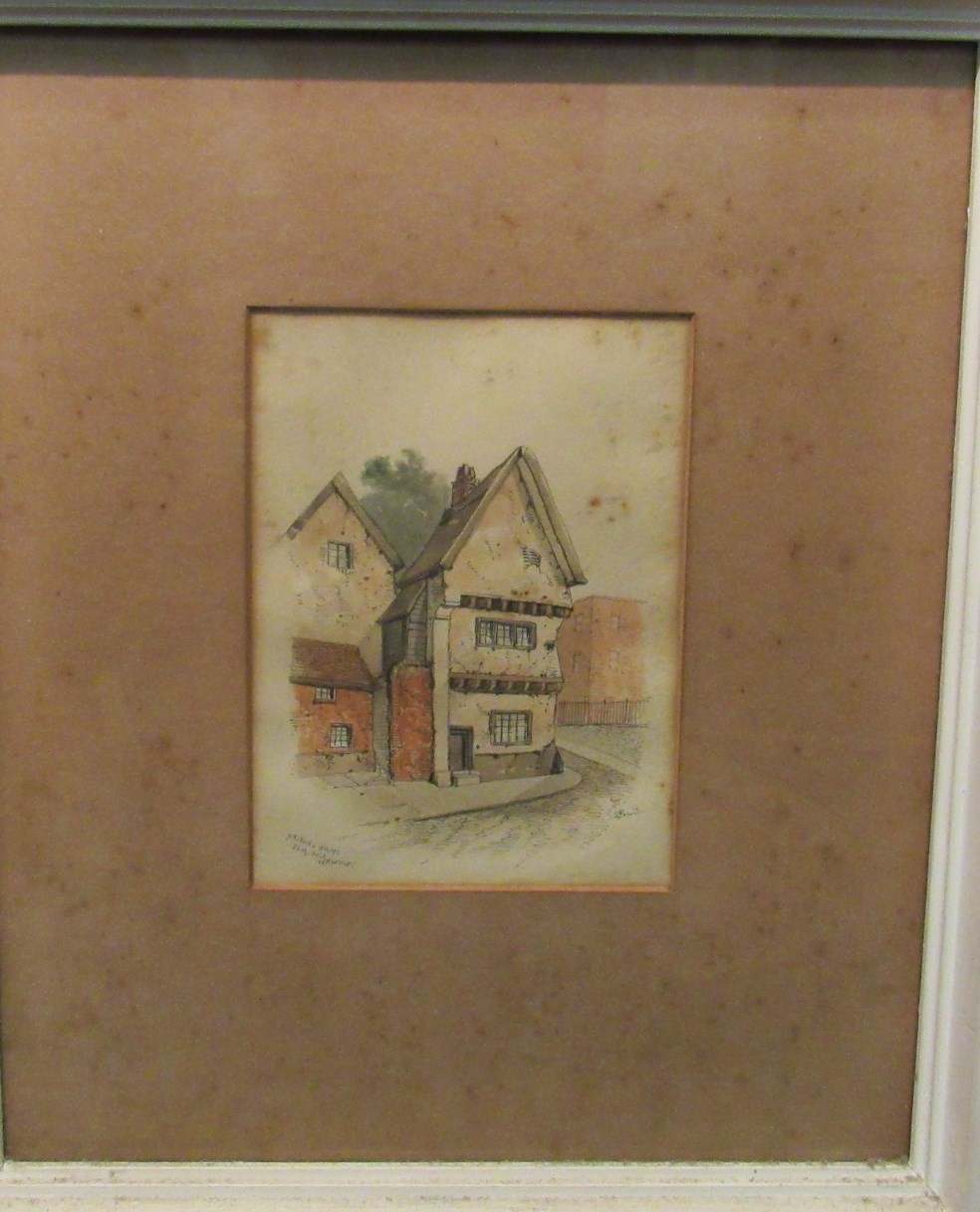 Three watercolours of Elm Hill, Norwich depicting Britons Arms, - Image 3 of 4