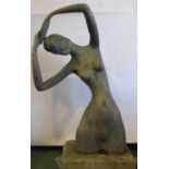 EDWARD BARKER (1918-1983) Nude sculpture in lead with hands above head in a stretching pose,