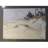 A Watercolour by W. Parkin of sand dunes, 25cm x 34cm, together with landscape by Brian C.