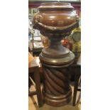 A salt glazed planter on stand,