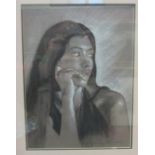 SPATE HUNTERMANN (ROBERT HUNT 1934-2014) A framed and glazed pastel on paper titled "Girl in Black".