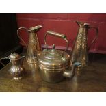 Two Art Nouveau JS and S copper jugs,