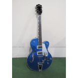 A Gretsch G5420T Electromatic semi-acoustic guitar in Fairlane Blue, single cutaway hollow body,