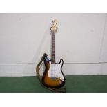 A Squier Stratocaster electric guitar in sunburst