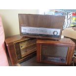 Three assorted wooden cased radios including Pye and Marconi