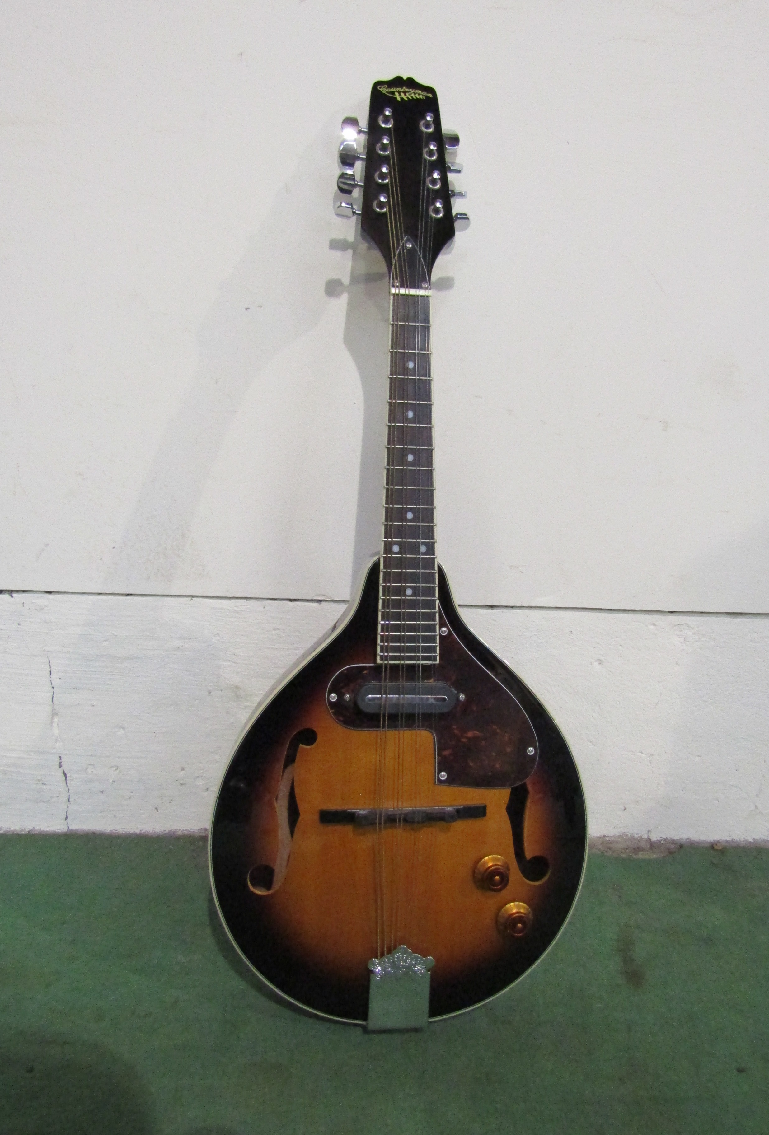 A Countryman mandolin of teardrop form, sunburst body with pickup and tortoiseshell pickguard, - Image 2 of 3