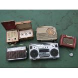 Six assorted portable radios including Bush,