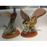 Three Franklin Mint porcelain figures - owl,