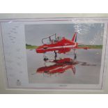 A limited edition print after Mark Zanker "Wash-Out" depicting Red Arrows Hawk on runway,