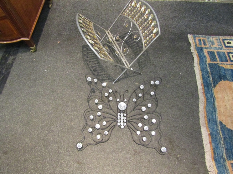 A wall hanging butterfly decoration and folding magazine rack (2) - Image 2 of 2