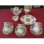 A Colclough Royale pattern teaset including teapot and bread and butter plate