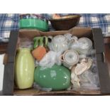 A box of mixed pottery vases etc